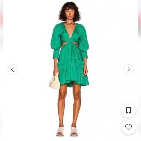 Navy Jason Wu Puff-Sleeve Cutout Dress - Picture 1 of 8